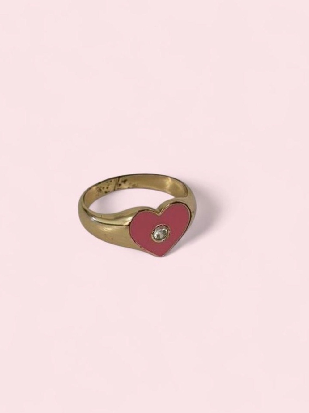 pink and gold heart ring